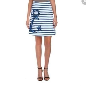 Boden Striped Nautical Anchor Floral Skirt Sz 6 UK Sz 10
